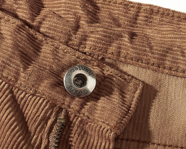 Bermuda Bricoleur Velours 98% Coton 2% Spandex Marron Détails Bouton