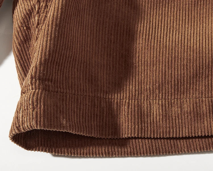 Bermuda Bricoleur Velours 98% Coton 2% Spandex Marron Détails Coutures