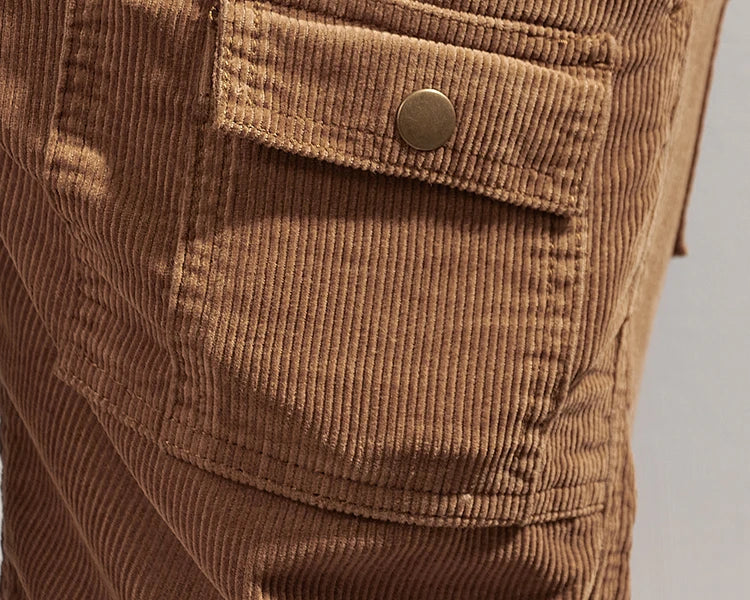 Bermuda Bricoleur Velours 98% Coton 2% Spandex Marron Poche Pression