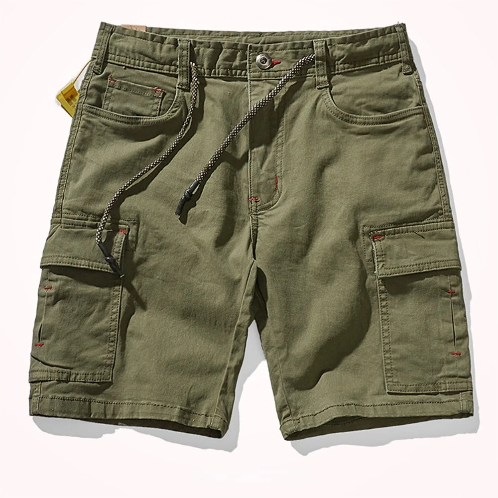 Bermuda Campeur Coton Élasthanne Vert Armée