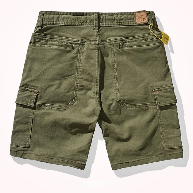 Bermuda Campeur Coton Élasthanne Vert Armée Arrière