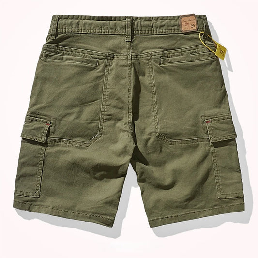 Bermuda Campeur Coton Élasthanne Vert Armée Arrière