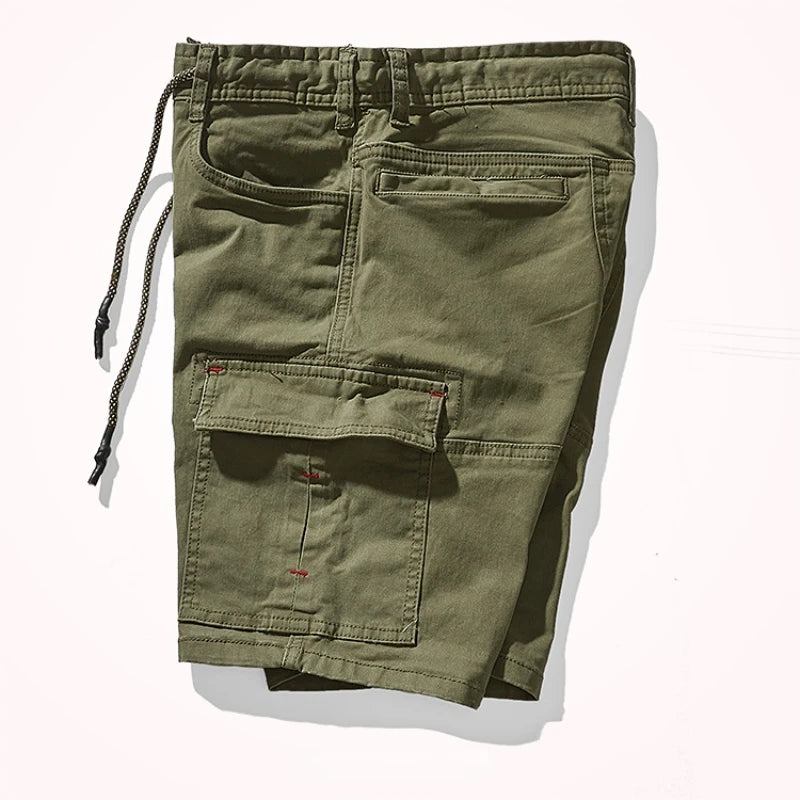Bermuda Campeur Coton Élasthanne Vert Armée Profile