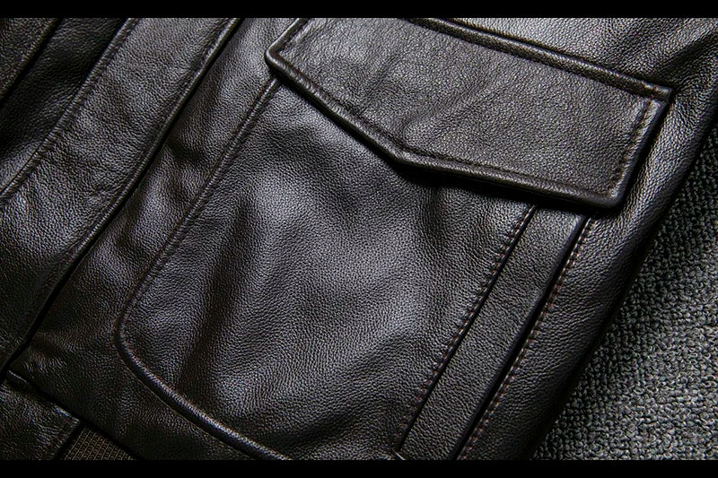 Blouson Air-Force en Cuir de Vache Détails Poche