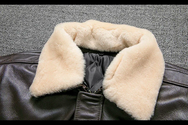 Blouson Air-Force en Cuir de Vache Fourrure Détchable
