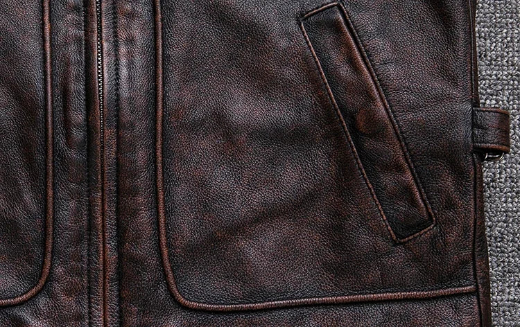 Blouson Colorado en Cuir de Vache Marron Détails Poche latérale