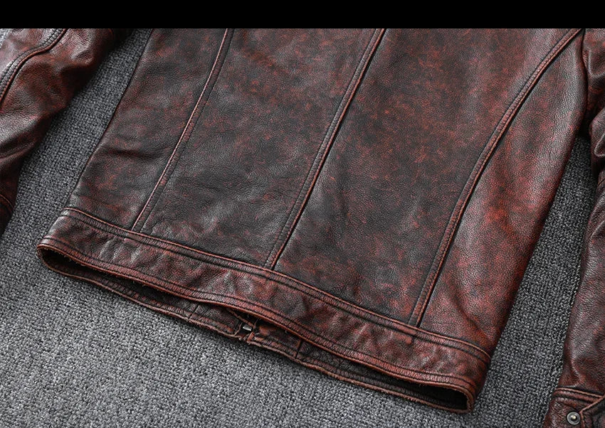 Blouson Sacramento en Cuir de Vache Marron Détails Bas