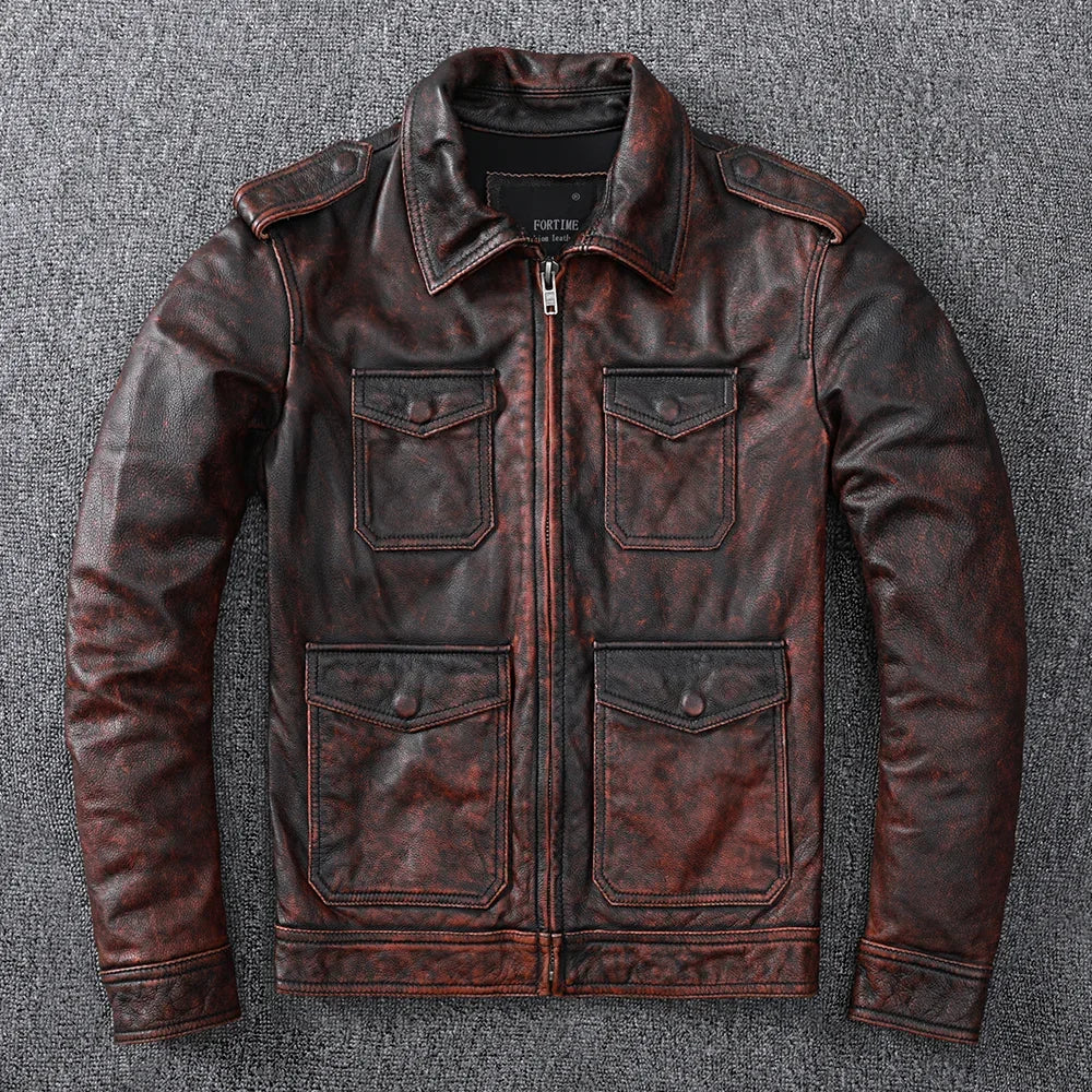 Blouson Sacramento en Cuir de Vache Marron 