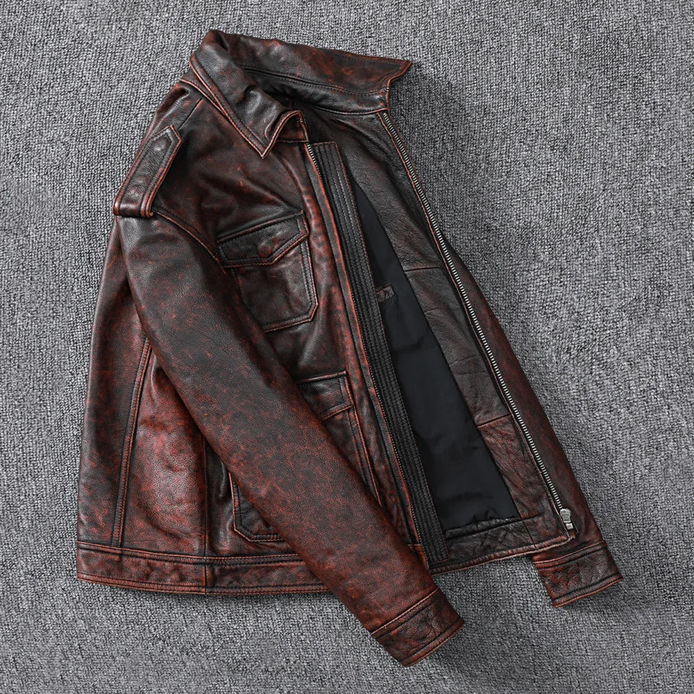 Blouson Sacramento en Cuir de Vache Marron Coté