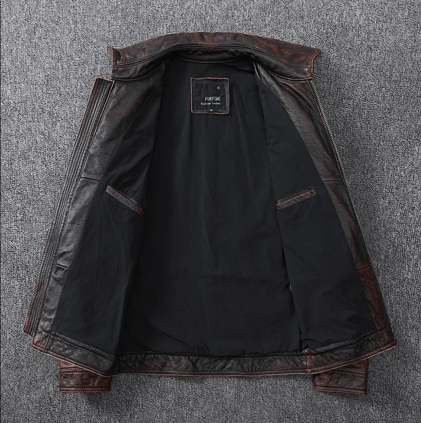 Blouson Sacramento en Cuir de Vache Marron Intérieur