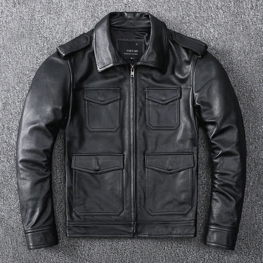 Blouson Sacramento en Cuir de Vache Noir