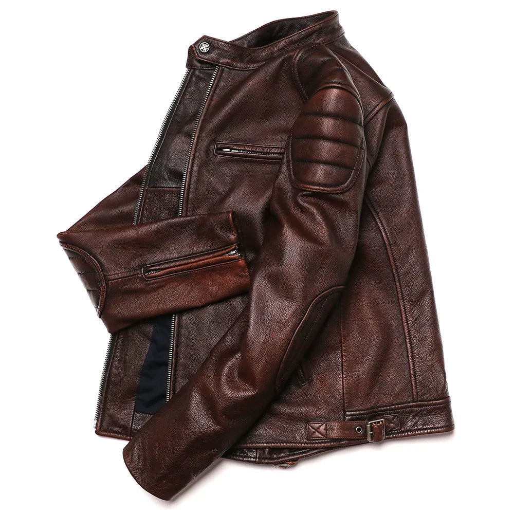 Blouson Springfield Cuir de Vache Marron Profile