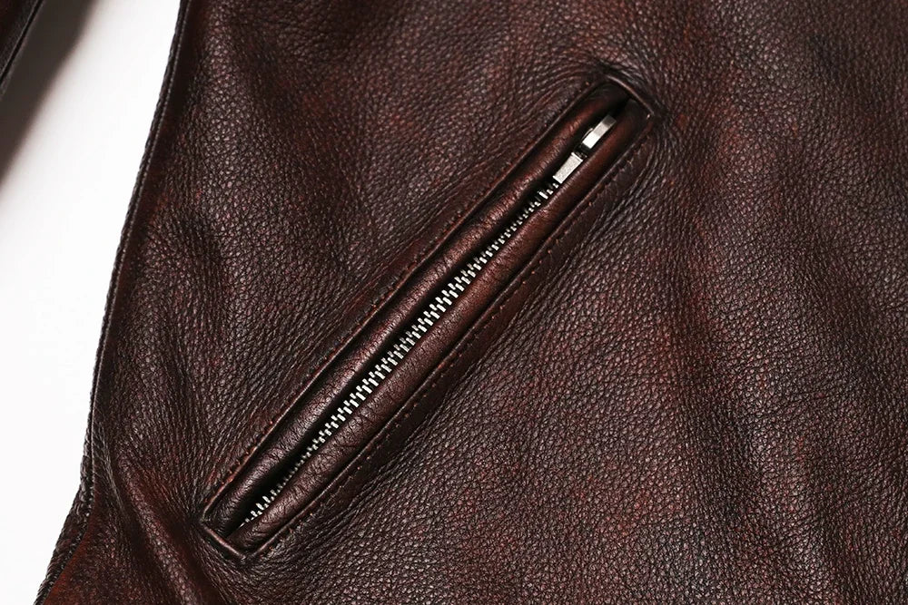 Blouson Springfield Cuir de Vache Détails zip