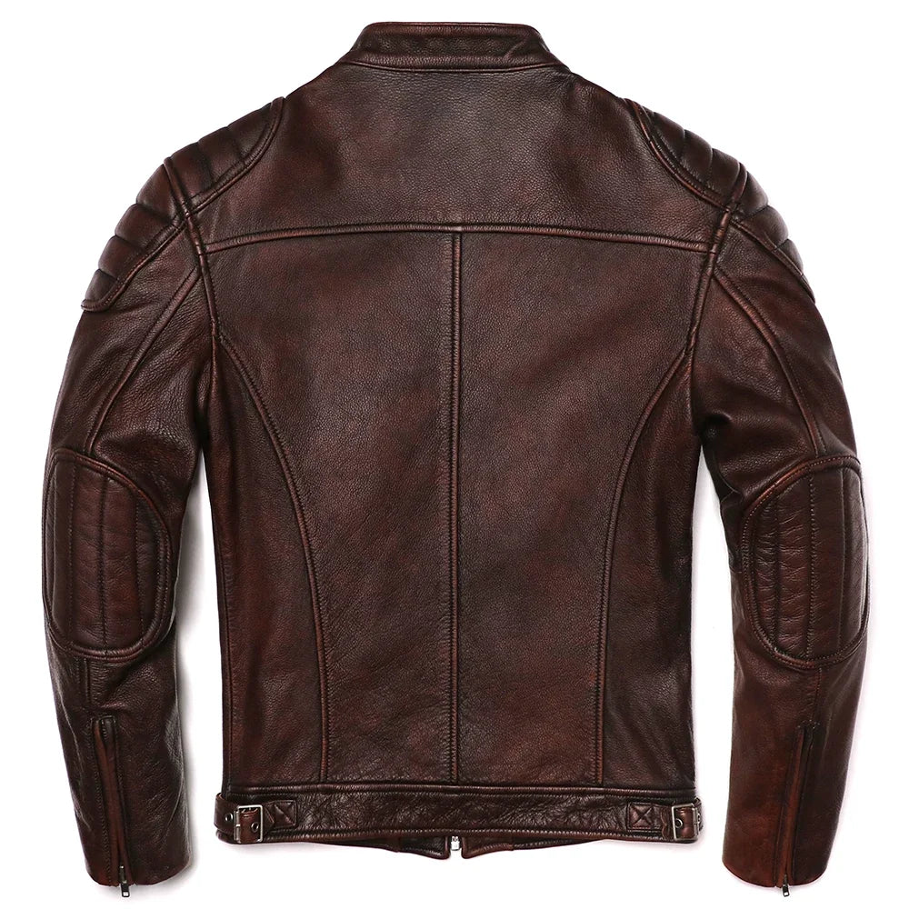 Blouson Springfield Cuir de Vache Marron Dos