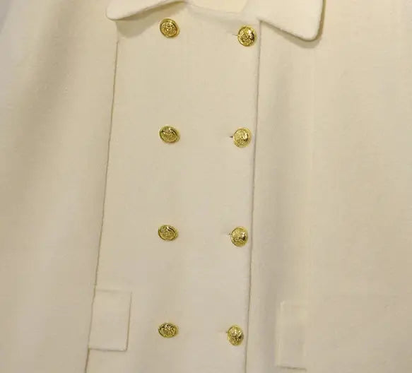 Cape Lainage Double Boutonnage, laine mélangée, détails dorés, mode élégante | SuzzaneMarket