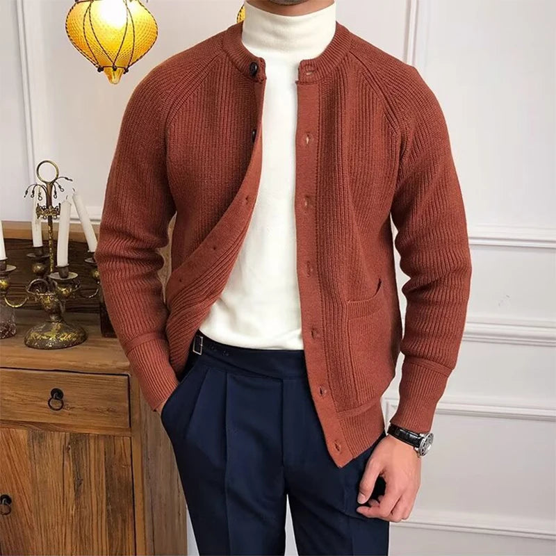 Cardigan Messieurs Camel Ouvert