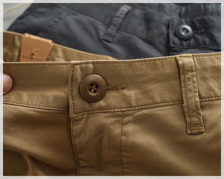 Chino Cap Ferret Coton Extensible Beige Détails Bouton