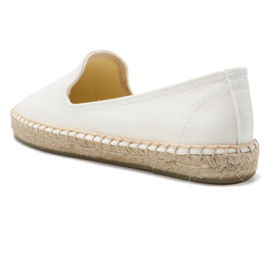 Espadrilles Classiques Unies en blanc, dessus textile canvas et semelle en chanvre, confortables et stylées |SuzzaneMarket
