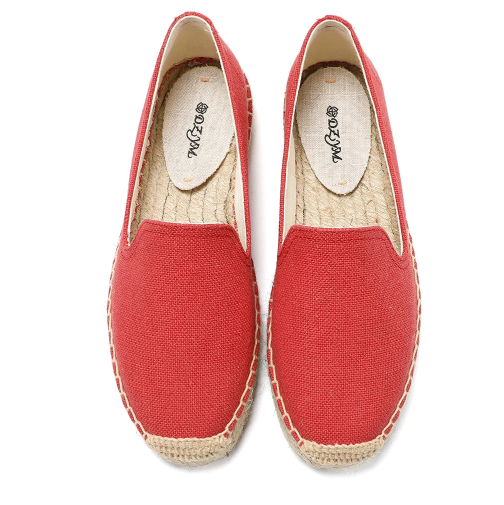 Espadrilles Classiques Unies en rouge, avec semelle en chanvre tressé et caoutchouc | SuzzaneMarket