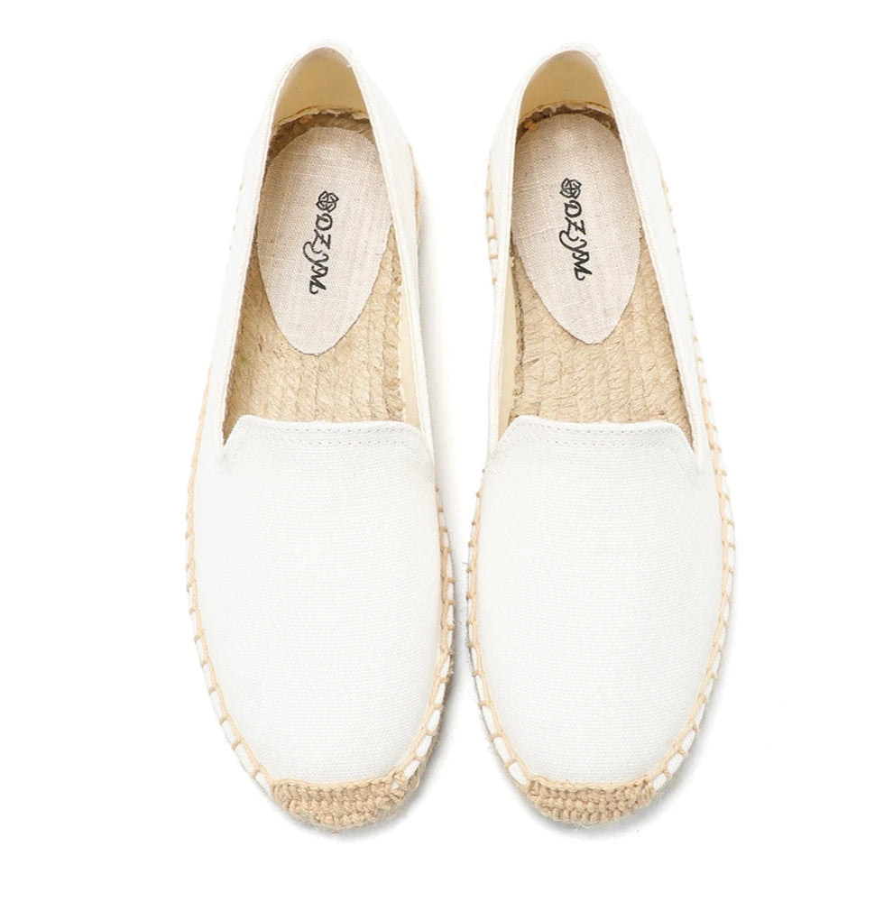 Espadrilles Classiques Unies blanches en canvas avec semelle en chanvre et caoutchouc | SuzzaneMarket