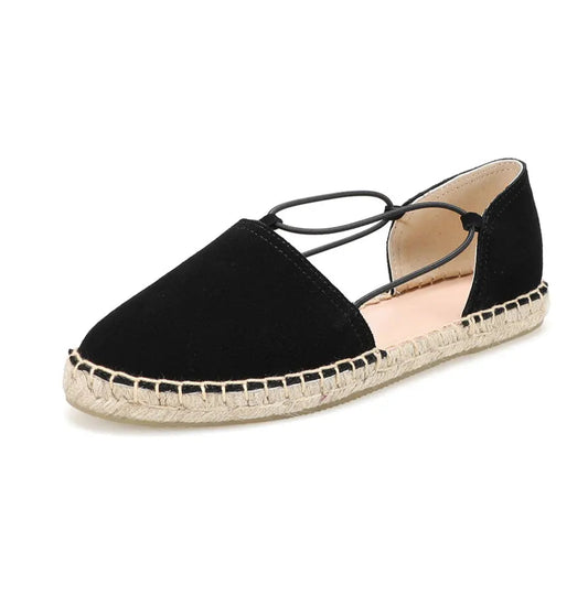 Espadrilles with elastic straps, suede upper, and woven hemp sole. Perfect for summer outfits |SuzzaneMarket