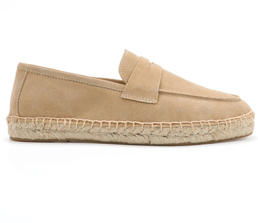 Espadrilles Loafers in beige suede with hemp and rubber sole | SuzzaneMarket