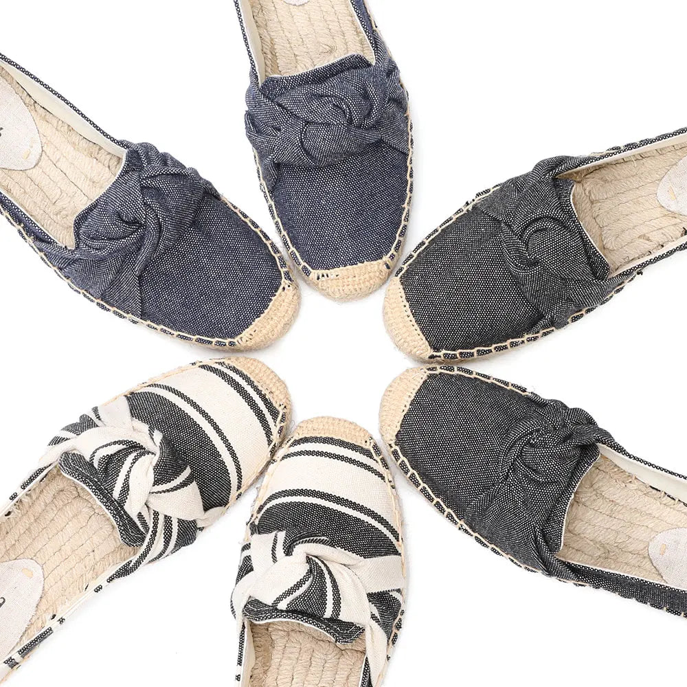 Espadrilles avec noeud en textile canvas, en 3 couleurs différentes - SuzzaneMarket