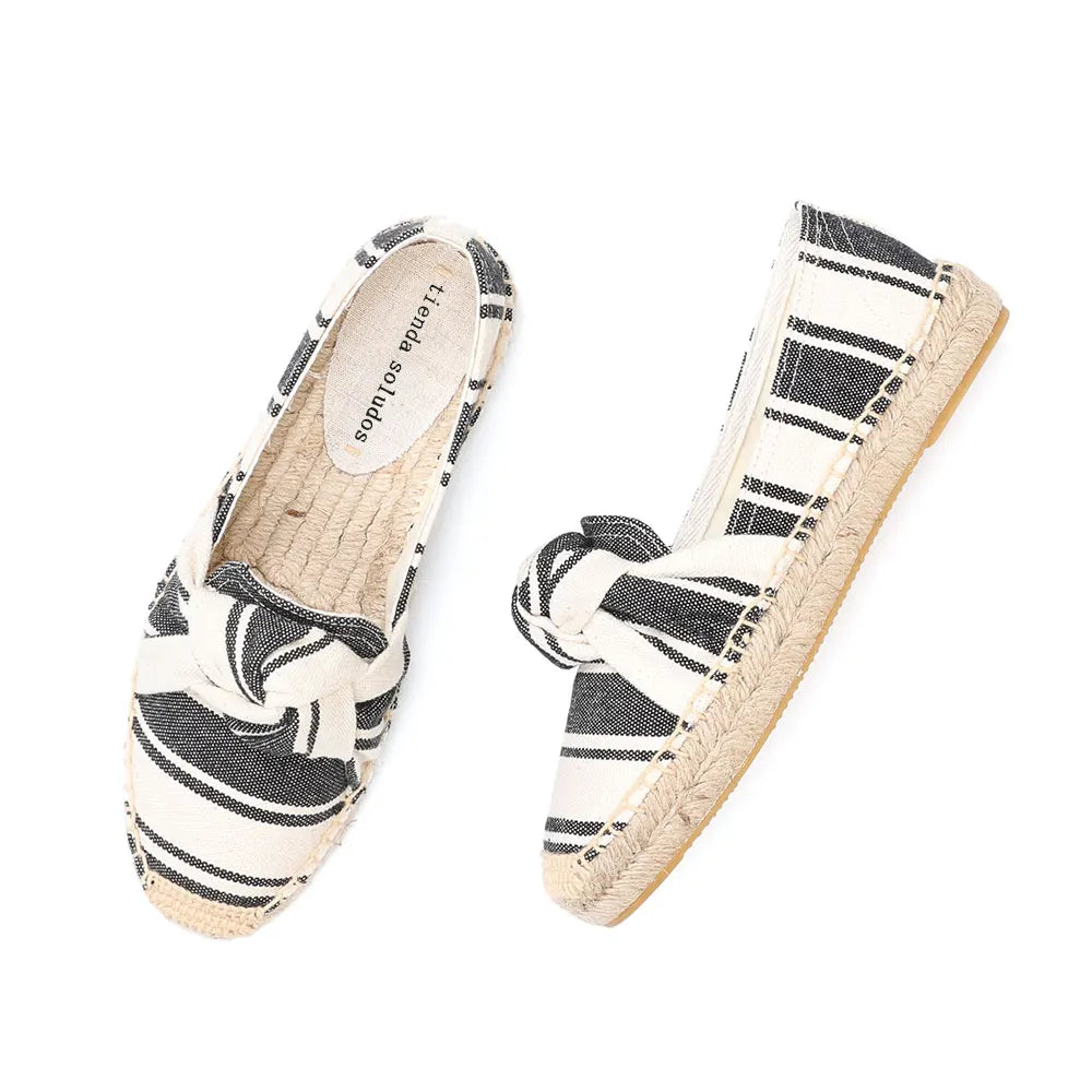 Espadrilles avec noeud en textile canvas, intérieur coton, semelle chanvre, disponible en 3 couleurs | SuzzaneMarket