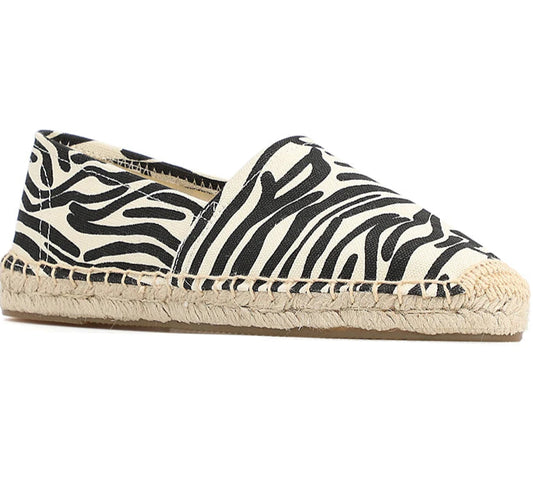 Espadrilles imprimées zèbre en textile canvas avec semelle en chanvre | SuzzaneMarket
