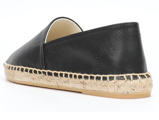 Espadrilles Cuir - COWA in black with braided hemp sole. Classic design for comfort | SuzzaneMarket
