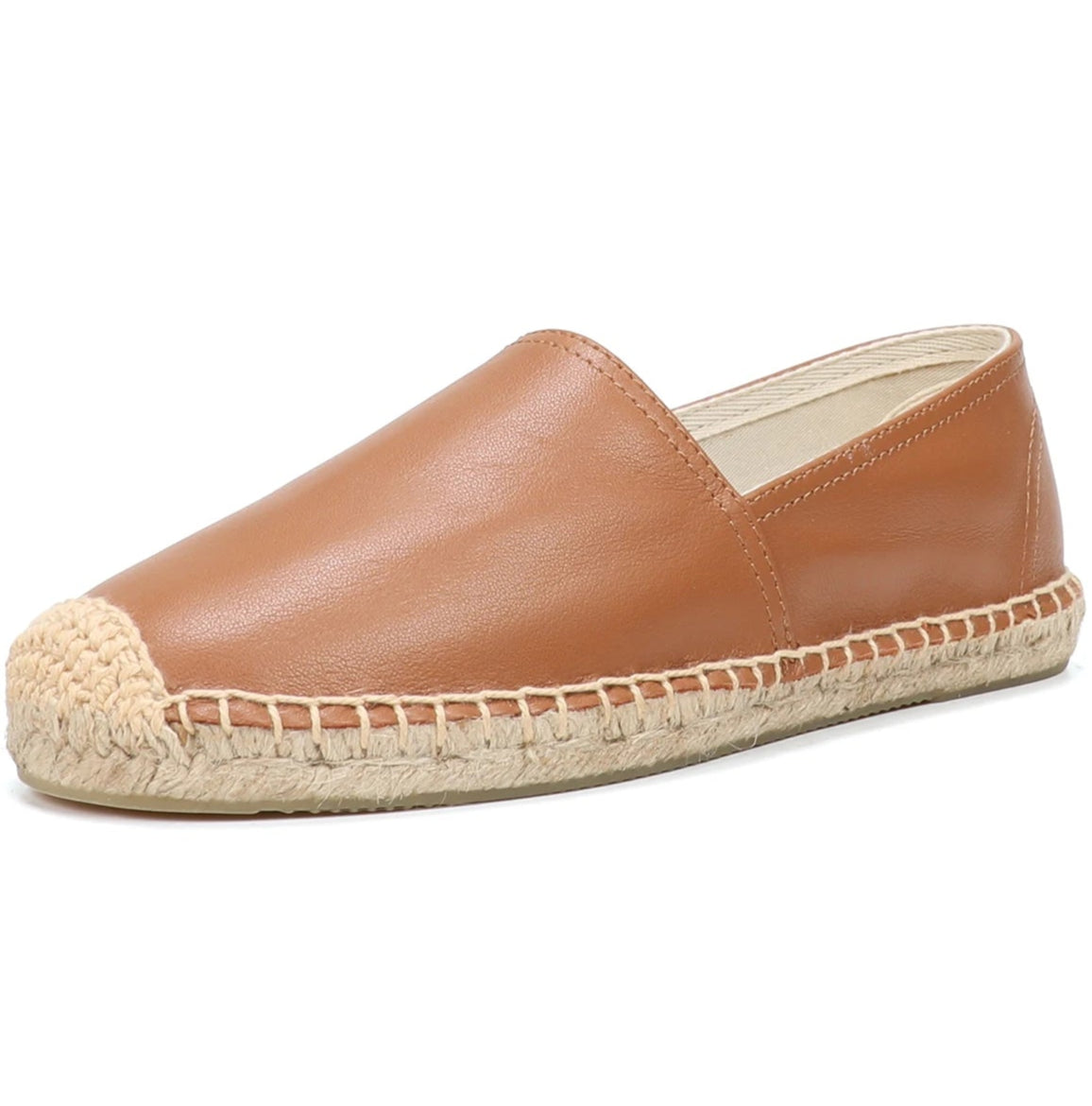 Espadrilles en cuir marron classique avec semelle en chanvre et caoutchouc | SuzzaneMarket