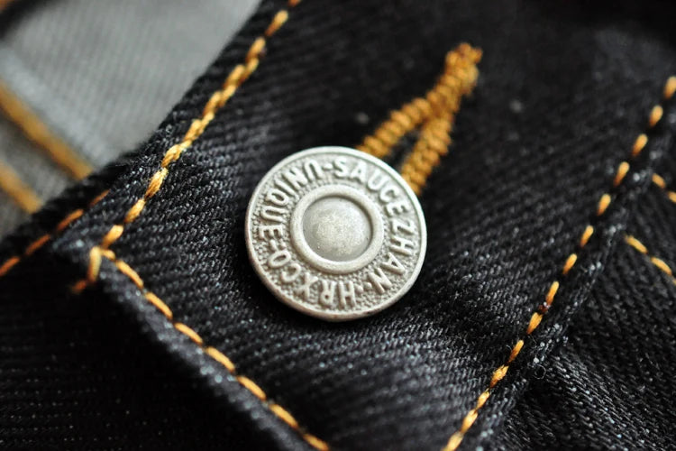 Jean Brutus Selvedge Qualité Supérieure Détails Bouton