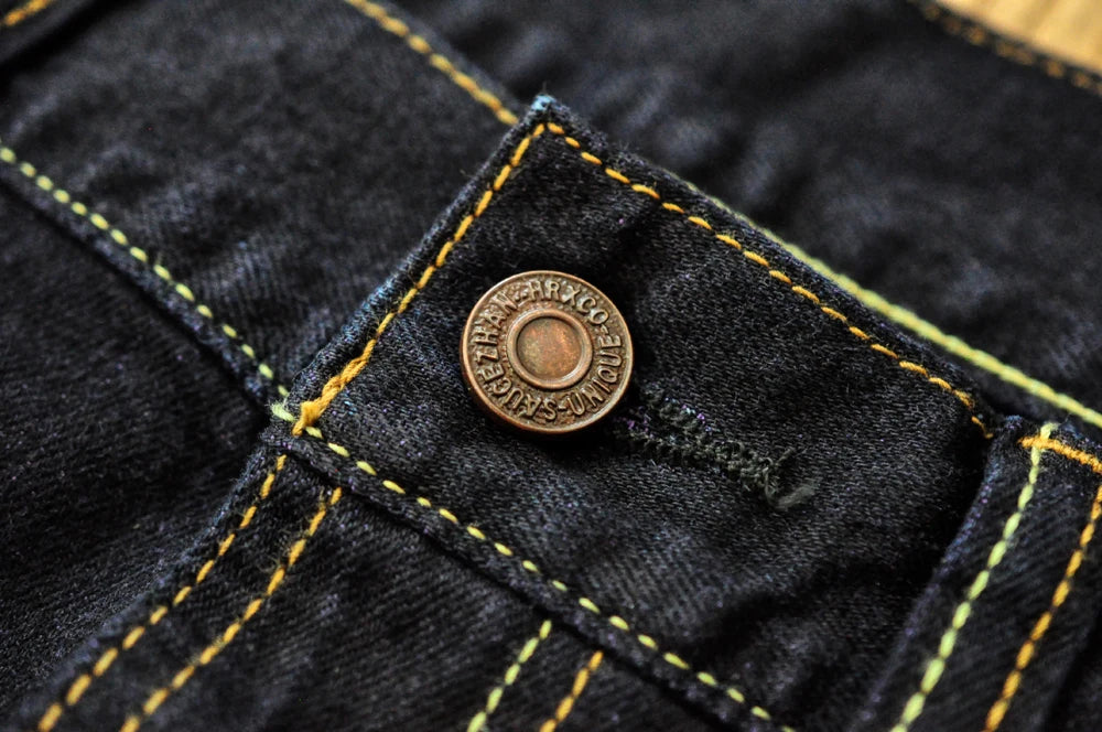 Jean Purple Dali Selvedge Détails Coutures