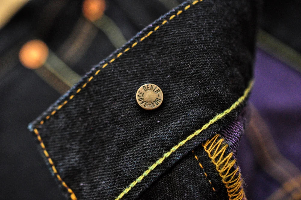 Jean Purple Dali Selvedge Détails Qualité