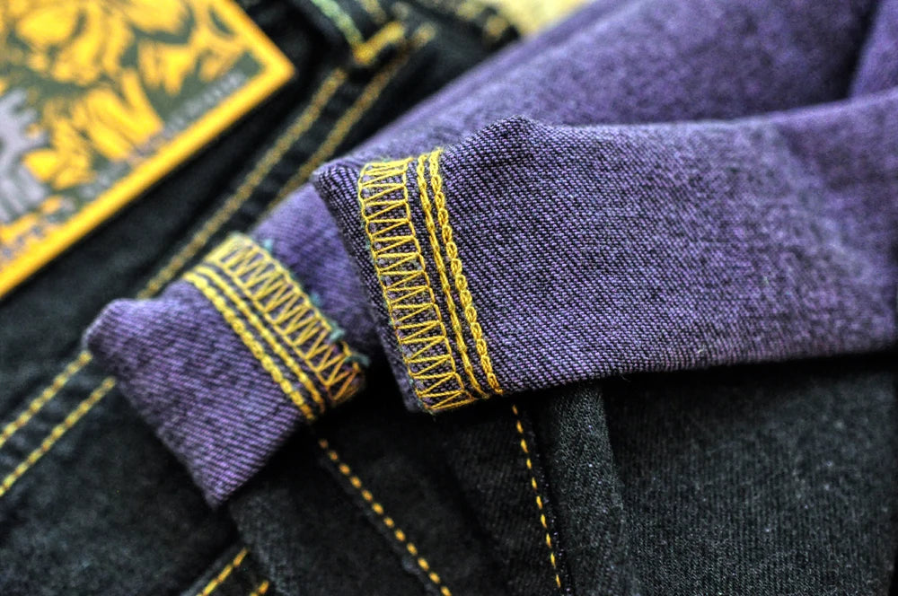 Jean Purple Dali Selvedge Détails Revers