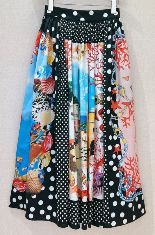 Jupe Gypsy Popeline GITA, jupe à motifs colorés, longueur cheville, en popeline de coton, fermeture éclair | SuzzaneMarket