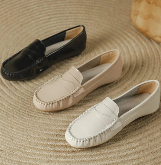 Loafers Cuir Vernis en 3 couleurs: noir, beige, blanc, confort quotidien | SuzzaneMarket