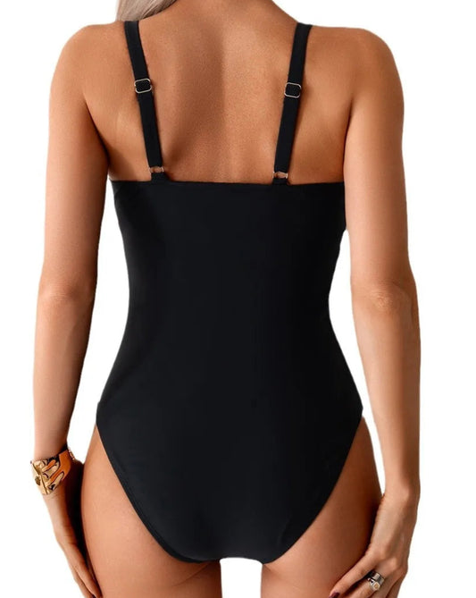 Dos d'un maillot de bain une pièce VIGO, noir, avec bretelles doubles. | SuzzaneMarket
