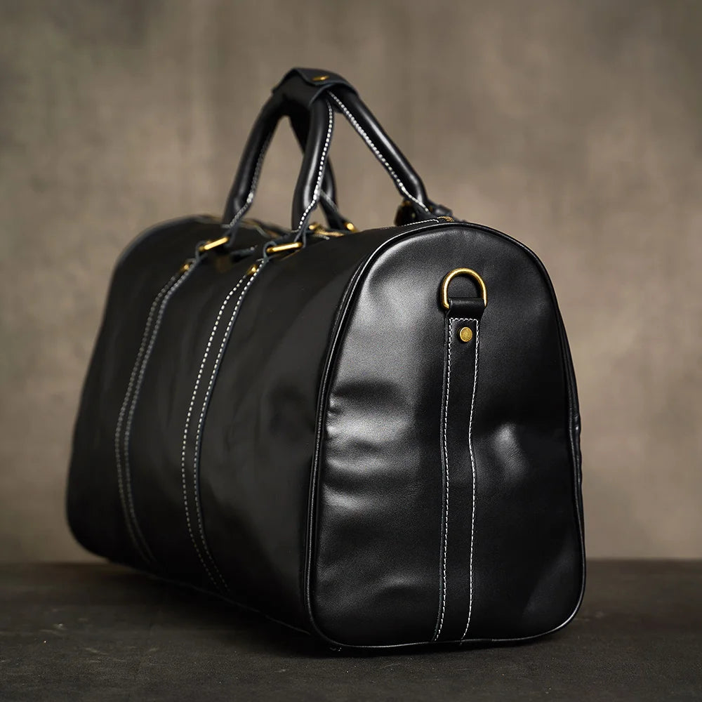 Petit Sac 48H Cavaillon en Cuir Véritable, Black 