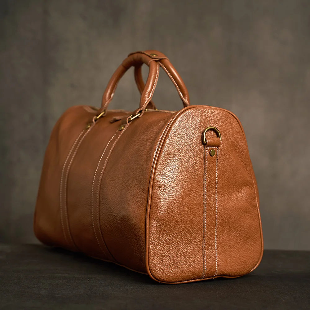 Petit Sac 48H Cavaillon en Cuir Véritable, Light Brown