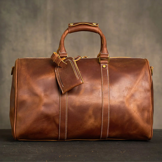 Petit Sac 48H Cavaillon en Cuir Véritable, Vintage Brown