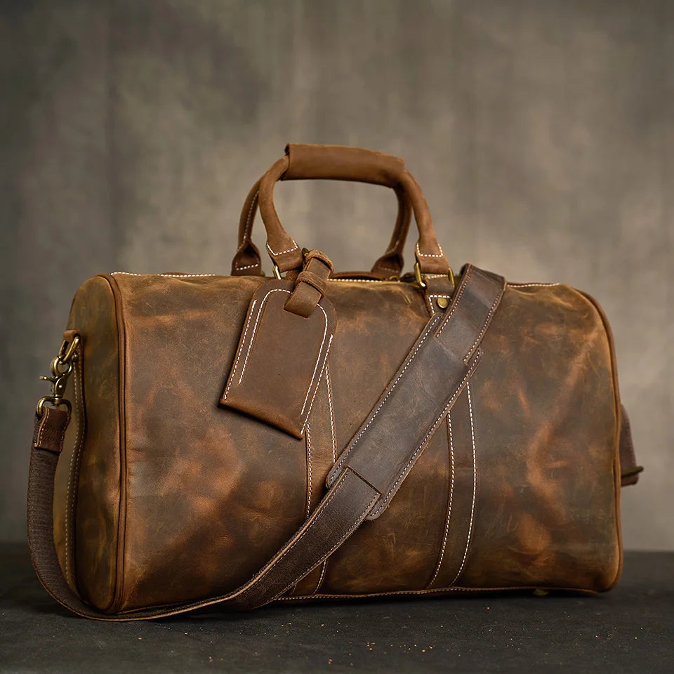 Petit Sac 48H Cavaillon en Cuir Véritable, Vintage Coffee