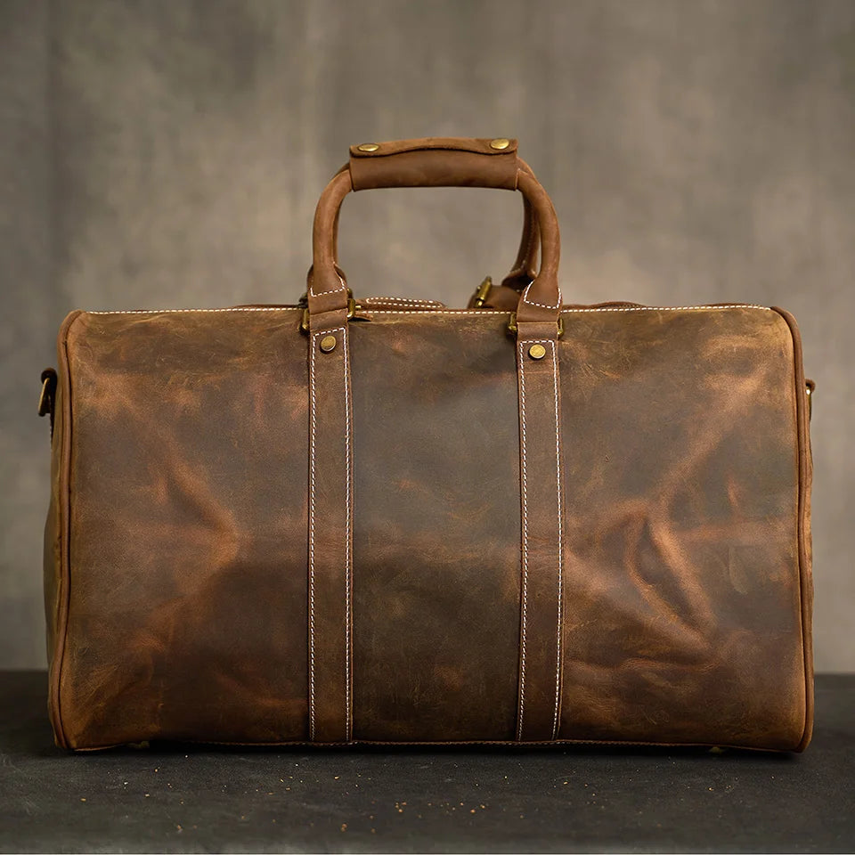 Petit Sac 48H Cavaillon en Cuir Véritable, Vintage Coffee