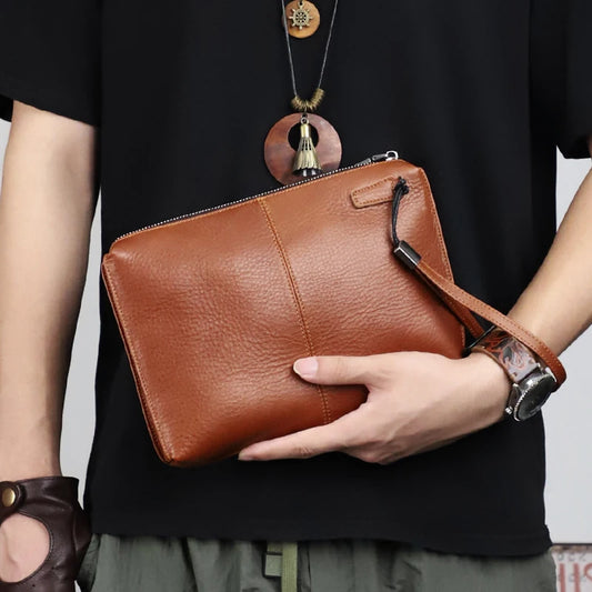 Pochette Constantine en Cuir Véritable Brown 