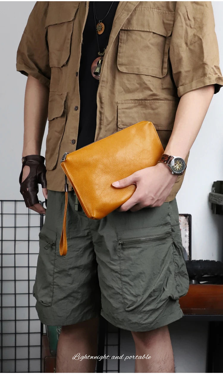 Pochette Constantine en Cuir Véritable Yellow side