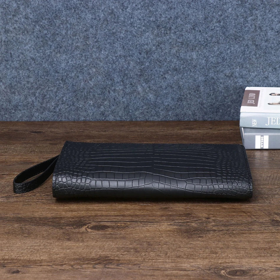 Pochette Dundee en Cuir Véritable Noire Détails Épaisseur 