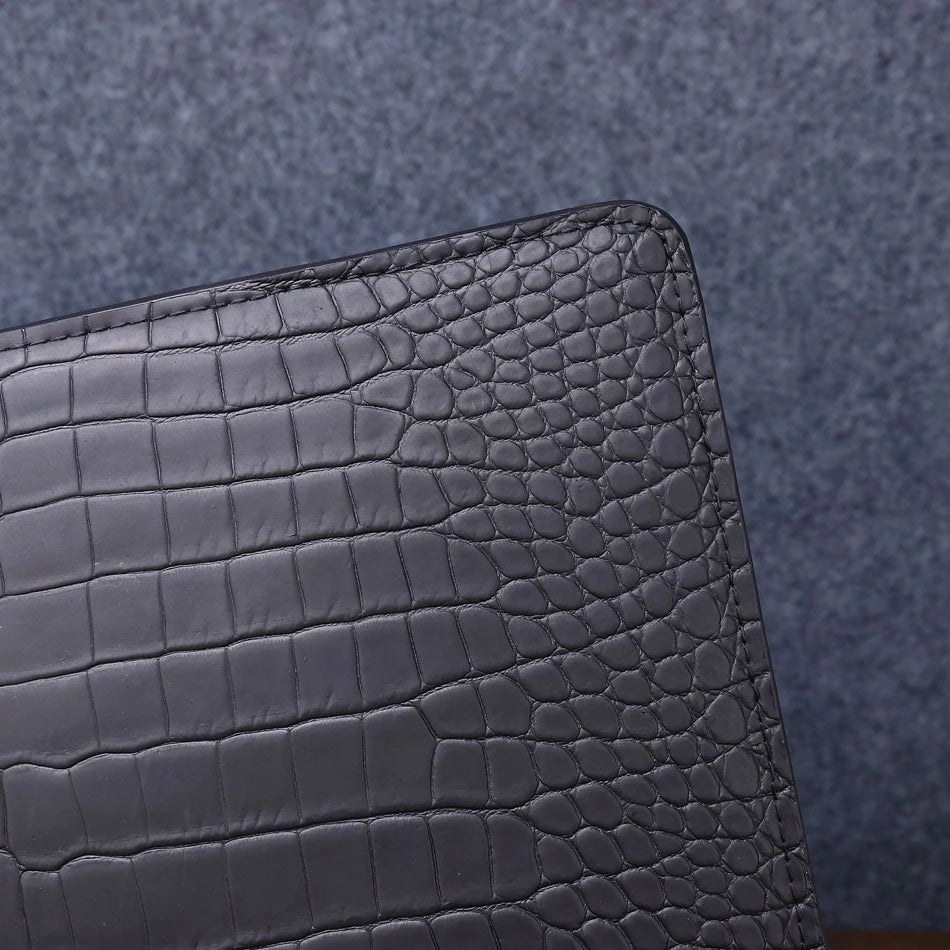 Pochette Dundee en Cuir Véritable Noire Détails Qualité Cuir
