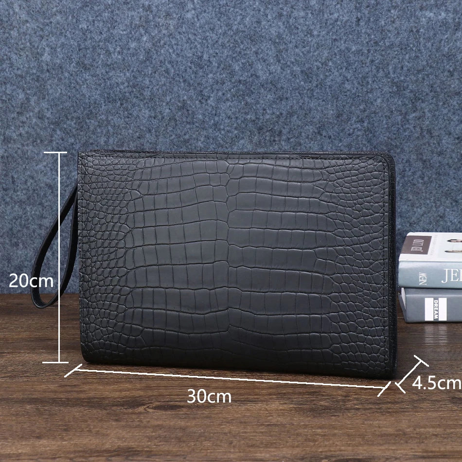 Pochette Dundee en Cuir Véritable Noire Dimension 2