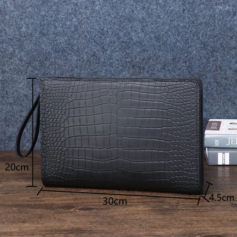 Pochette Dundee en Cuir Véritable Noire Dimensions 