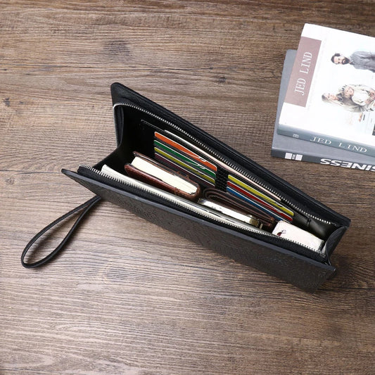 Pochette Dundee en Cuir Véritable Noire Volume Intérieur